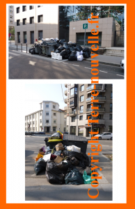 Survivalisme et crise urbaine : photos prises en mars 2012, à Lyon. Une accumulation représentative des ordures en milieu urbain.